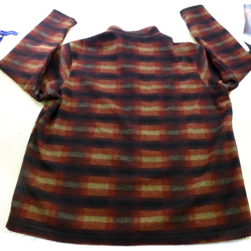 John Wayne Sweater Mens XL Navy Red Green Plaid Wooly Fleece Quarter Snap - Picture 2 of 11